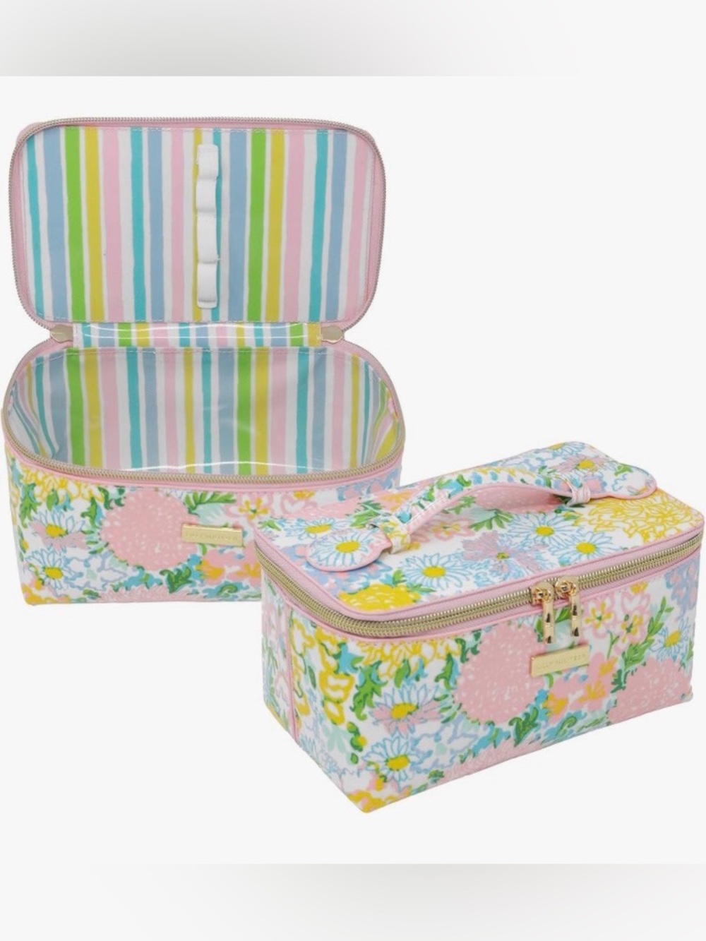 LILLY PULITZER garden home vanity case makeup bag NEW travel - Picture 2 of 3